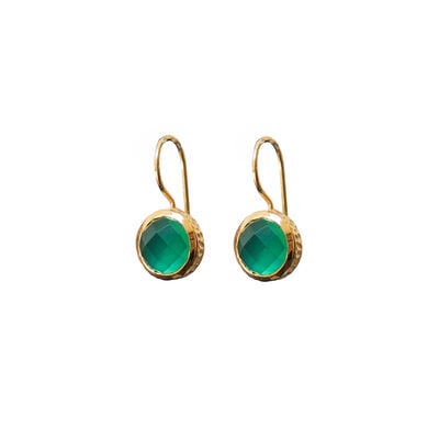 Faceted green onyx hook earrings by Mirabelle